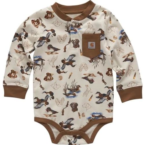 Carhartt Kid's CA6726 Long-Sleeve Printed Henley Bodysuit - Boys