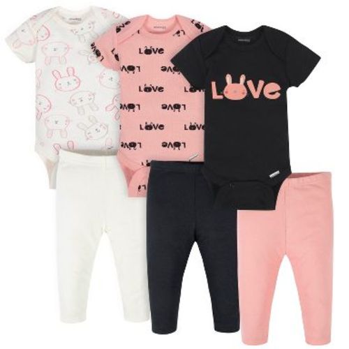 Onesies Brand Baby Girls' Bodysuits & Pants Set - Bunny - 0-3 Months - 6-Piece
