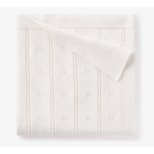 Pale Blue Pointelle Knit Baby Blanket – Elegant Baby