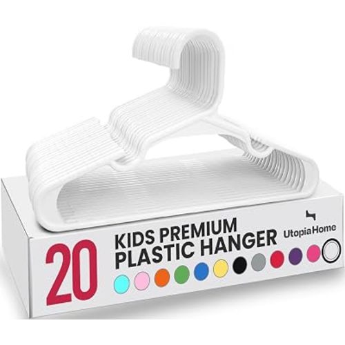 Utopia Home Kids Hangers 20 Pack – 11.5 Inch Baby Closet Hangers White