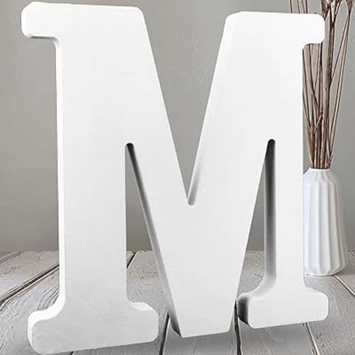 AOCEAN 12 Inch White Big Wood Letters Unfinished Wooden Letters for Wall Decor Decorative Standing Letters Slices Sign Board Decoration for Craft Home Party Projects (M)