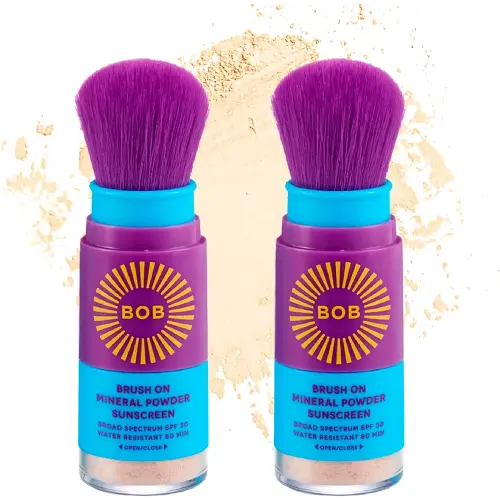 BOB KIDS SPF 30 Brush On Mineral Powder Sunscreen, Broad Spectrum Protection, Water Resistant 80 Mins, Fragrance Free, Easy to Apply for Kids & Babies, Mfg in USA, 2-Pack