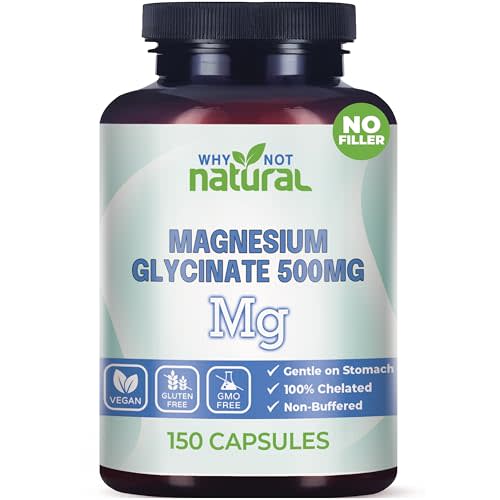 Why Not Natural Magnesium Glycinate 500 mg Capsules Supplement - Vegan, No Filler - Supports Sleep and Relaxation