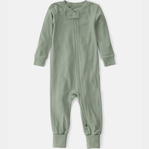 Baby PurelySoft 2-Way Zip 1-Piece Pyjama - Green | Carter’s Oshkosh Canada