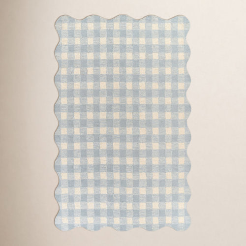 Birch Lane™ Alcona Hand Tufted Wool Plaid Blue Area Rug 2'3" X 8' Runner | Birch Lane