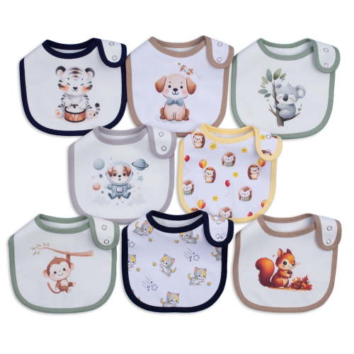 MAIWA, Absorbent Cotton Baby Bibs, Leak Proof, Adjustable Buttons