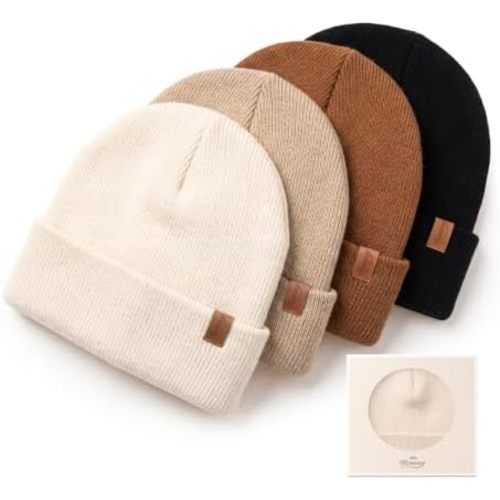 Konssy 4-Pack Baby Beanie Winter Hat for Newborn Infant Boy Girl 0-6 Months