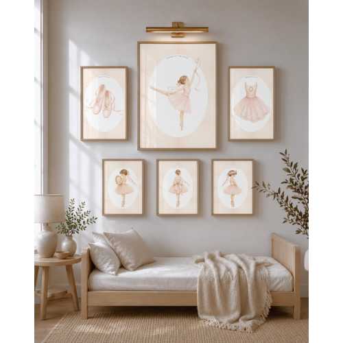 Armor of God Girl Nursery Wall Art Set of 6, Christian Baby Girl Decor, Ballet Scripture Prints, Ephesians 6, Pink Nursery