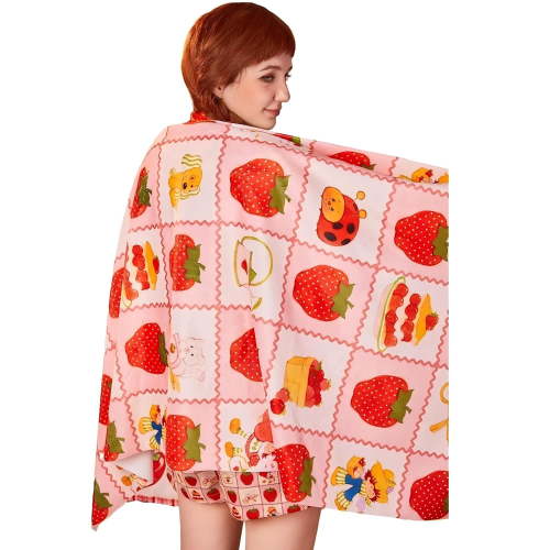 [Officially Licensed] Strawberry Shortcake Bath Towel Vintage Pink Bath Towel for Bathroom Pool