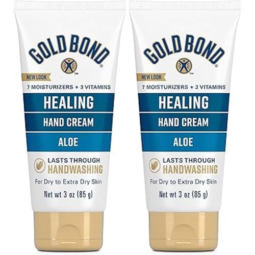 Gold Bond Healing Hand Cream, With Aloe, Hand Lotion for Dry Skin That Lasts Through Handwashing, 3 oz. (Pack of 2)