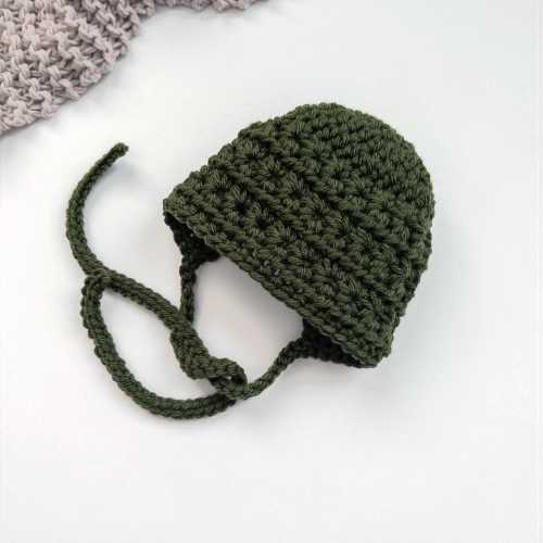 Crochet Baby Bonnet, Newborn Bonnet Hat, Tie Baby Hat, Infant Bonnet, Gender Neutral Baby Hat, Newborn Photo Prop, Baby Shower Gift