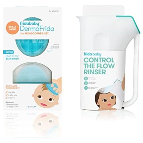 Control The Flow Rinser + DermaFrida The SkinSoother Silicone Brush by Frida Baby Bath Time Essentials