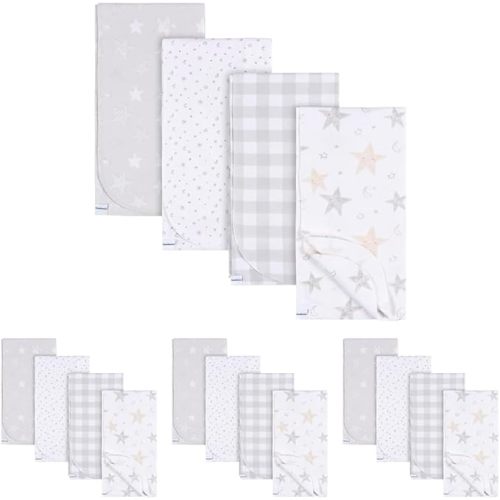 Gerber Unisex Baby 100% Cotton Flannel Receiving Blankets 30x30 Inches (Pack of 4), Celestial, One Size