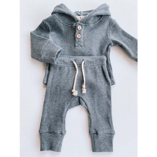 waffle hooded set - charcoal