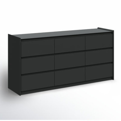 Latitude Run® Modern Black 54" W Double Dresser with 6-Drawer, Handle-Free Design,Matte Finish Storage Chest & Reviews | Wayfair
