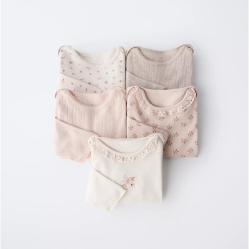 FIVE-PACK OF FLORAL PRINT BODYSUITS - Dusty pink | ZARA United States