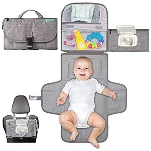 Portable Diaper Changing Pad, Portable Changing pad for Newborn Girl & Boy - Baby Changing Pad with Smart Wipes Pocket – Waterproof Travel Changing Kit - Baby Gift by Kopi Baby