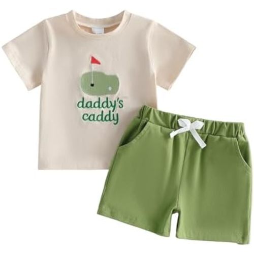 Baby Boy Summer Outfits Golf Embroidery Short Sleeve Tshirts Shorts Set Toddler Golf Clothes 0 6 12 18 Months 2T 3T
