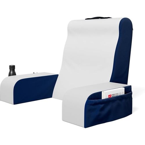 Kolbs Wedge Reading Pillow for Bed, Cushion with Arms for TV, Books, Nursing, Back - Bed Pillow for Sitting Up in Comfort, Plush Backrest. Bed Chair, Sit Up in Comfort (19" Blue)