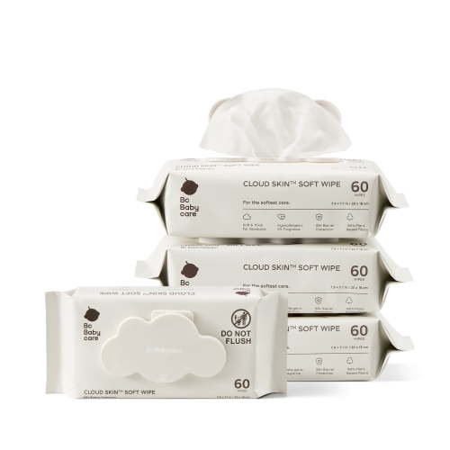 Bc Babycare Cloud Skin Soft Baby Wipes, Hypoallergenic Plant-Based, Fragrance-Free 4 Packs, 240 Pcs