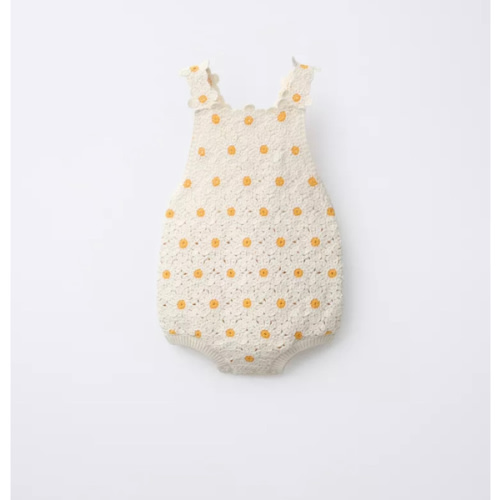 PLAIN CROCHET DAISY ROMPER - Ecru | ZARA United States