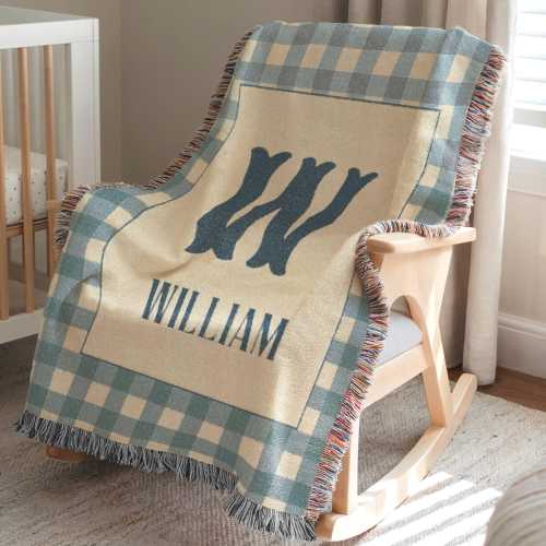Personalized Cowboy Woven Baby Blanket, Western Cowboy Boys Blanket, Heirloom Blanket, Newborn Name Blanket, Baby Name Blanket, Woven Throw