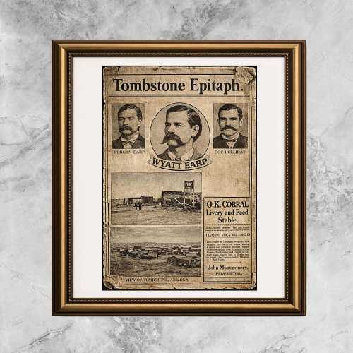 Wyatt Earp OK Corral Tombstone Epitaph Print, Vintage Western Art