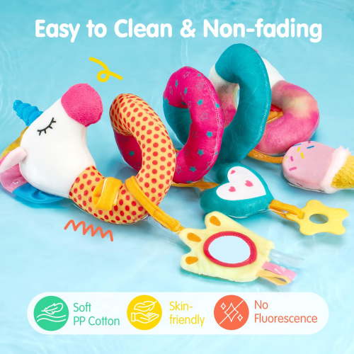 Suorfoxs Car Seat Toys, Baby Stroller Sensory Plush Toys, Newborn Girl Gifts 0-24 Months