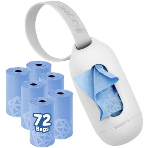 Jool Baby Disposable Diaper Bag Dispenser (Gray) + 6 Refill Rolls (Lavender-Scented) - Attaches to Stroller or Diaper Bag for On-the-Go Convenience