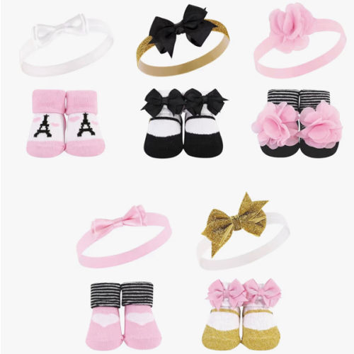 Hudson Baby Girl's Headband and Socks Giftset