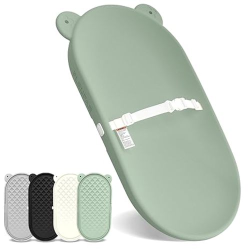 Baby Changing Pad, EVA Waterproof Non-Slip Changing Table Pad with Adjustable Strap for Dresser Changing Table Nursery, Portable Diaper Changing Pad, Green