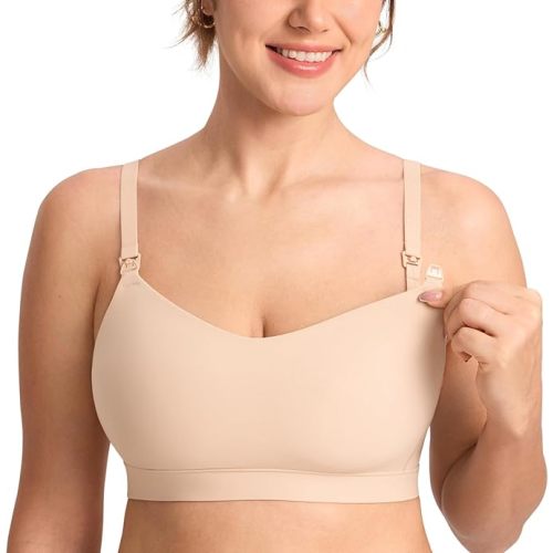 MOMANDA Seamless Nursing Bras for Breastfeeding Supportive Padded Wireless Maternity Bras with One-Piece Molded Cups