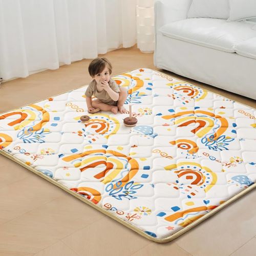 Baby Play Mats for Floor, Thicken 50x50 Playpen Mat, Cushioning Padding Foam Playmats for Baby, Non-Slip One-Piece Crawling Tummy Time Mat Washable Baby Playmate