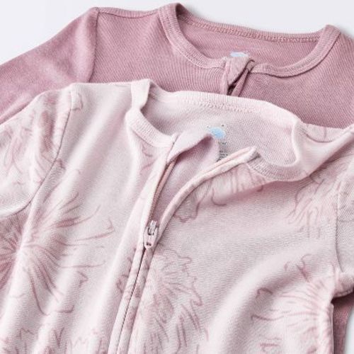Baby Girls' 2pk So Very Soft Floral Modal Long Sleeve Sleep N' Play Footed Pajamas - Cloud Island™ Pink 3-6M