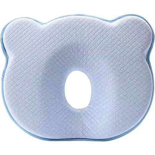 Soft Memory Foam Baby Changing Station Support pad for Infant, Removable Cover, Portable Travel Cushion with Bear Cover–Comfortable Head Support for Kids, Breathable and Washable(Blue)