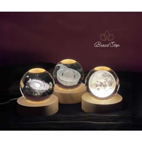 6CM 3D Planet Solar System Crystal Ball Night light sphere , Laser Engraved Table Lamp Party Birthday Gifts, Astronomical Gift