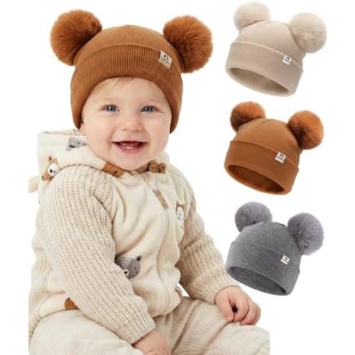 FURTALK Baby Beanie Infant Newborn Toddler Winter Hat Double Pom Pom Warm Knit Cap for Girls Boys