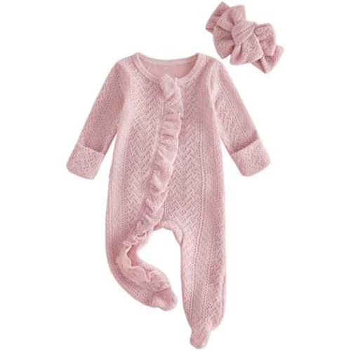 Newborn Baby Girl Fall Winter Clothes Ruffle Romper Coming Home Outfit