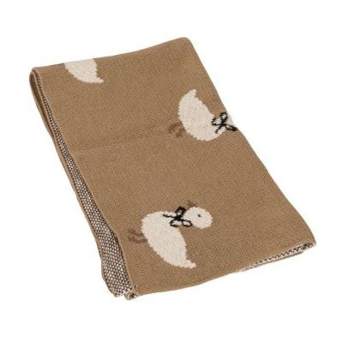 Storied Home Cotton Knit Baby Blanket with Ducklings, Multicolor