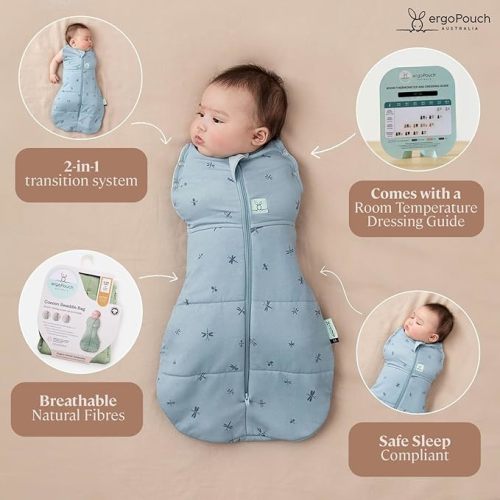 ergoPouch Cocoon Swaddle Sack 0.2 TOG - Baby Sleep Sack, Gentle Snug Fit Helps Calm Startle Reflex, Ideal for Arms In/Out Sleeping, Soft Breathable Fabric for Better Sleep (3-6 Months, Oatmeal Marle)