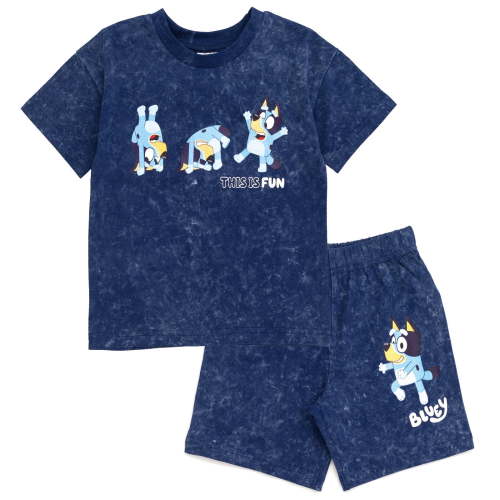 Bluey Vintage Wash Drop Shoulder T-Shirt and Shorts Outfit Set Toddler to Little Kid