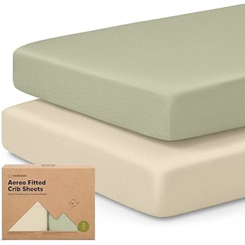 KeaBabies 2-Pack Fitted Crib Sheets Bamboo Viscose Cotton 52x28 Avocado