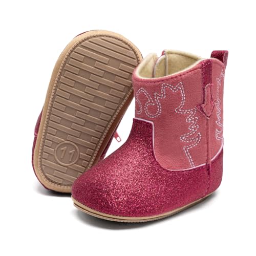 Meckior Baby Girls Cowboy Tassel Boots Side Zipper Moccasins Soft Bottom Non-Slip Toddler Shoe