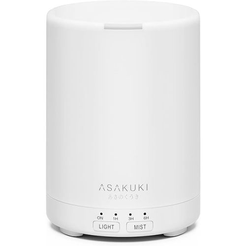 ASAKUKI Essential Oil Diffuser for Home, 300 ml Humidifier with Automatic Shut-Off, Quiet Aromatherapy Diffuser with 7 LED Lights for Living Room, Kitchen, Bedroom, Hotel - Pure White