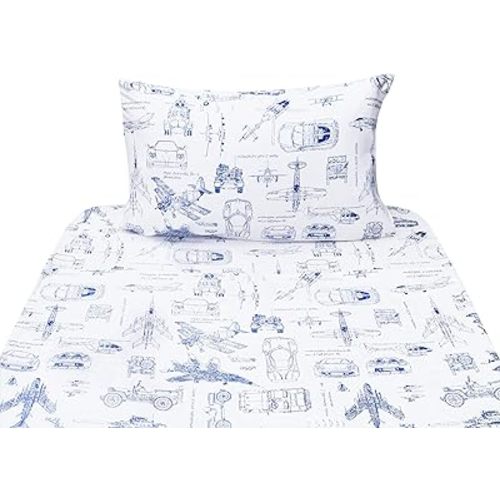J-pinno Cars Tank Helicopter Aircraft Military Transport Vehicles Twin 100% Cotton 3 Pieces Sheet Set for Kids Boys Children Flat Sheet + Fitted Sheet + Pillowcase Bedding Set