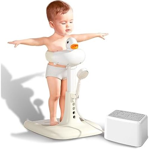 Adjustable Height Baby Shower Stand with Anti-Slip Base, Portable Foldable Bath Stand for Infant Safety, Toddler Standing Bath Support for Shower & Tub for Infants 8-36 Months