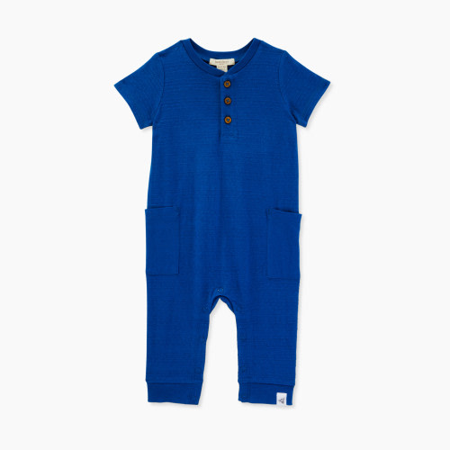 Burt's Bees Baby Jacquard Pocket Jumpsuit - Swordfish Dotted Jacquard, 6-9 Months
