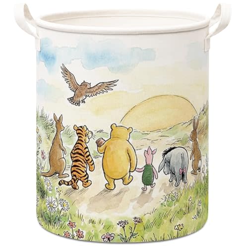 Classic Bear Foldable Canvas Laundry Storage Basket With Waterproof PE Coating, Kids, Boys And Girls Room Clothes Storage, Nursery Bathroom And Bedroom Supplies & Accessories-A19