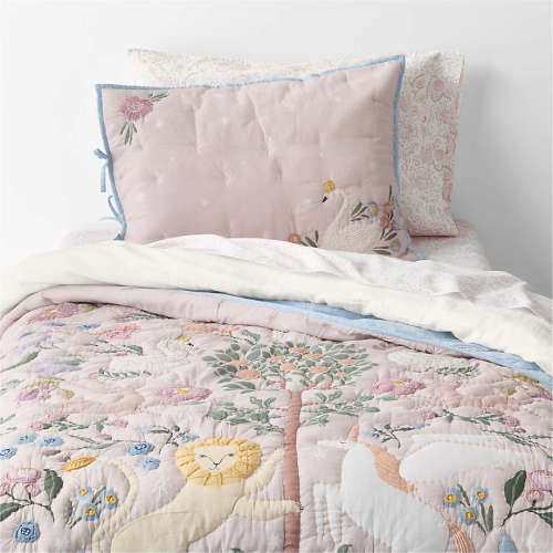 Enchanted Dreams Embroidered 100% Organic Cotton Voile Kids Twin Quilt