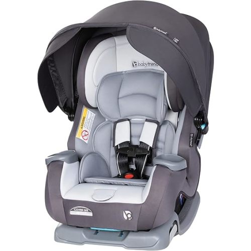Baby Trend Cover Me 4-in-1 Car Seat Convertible Infant Toddler Rotating Safety Seat with Adjustable/Removable Canopy and 2 Cup Holders, Stormy Gray